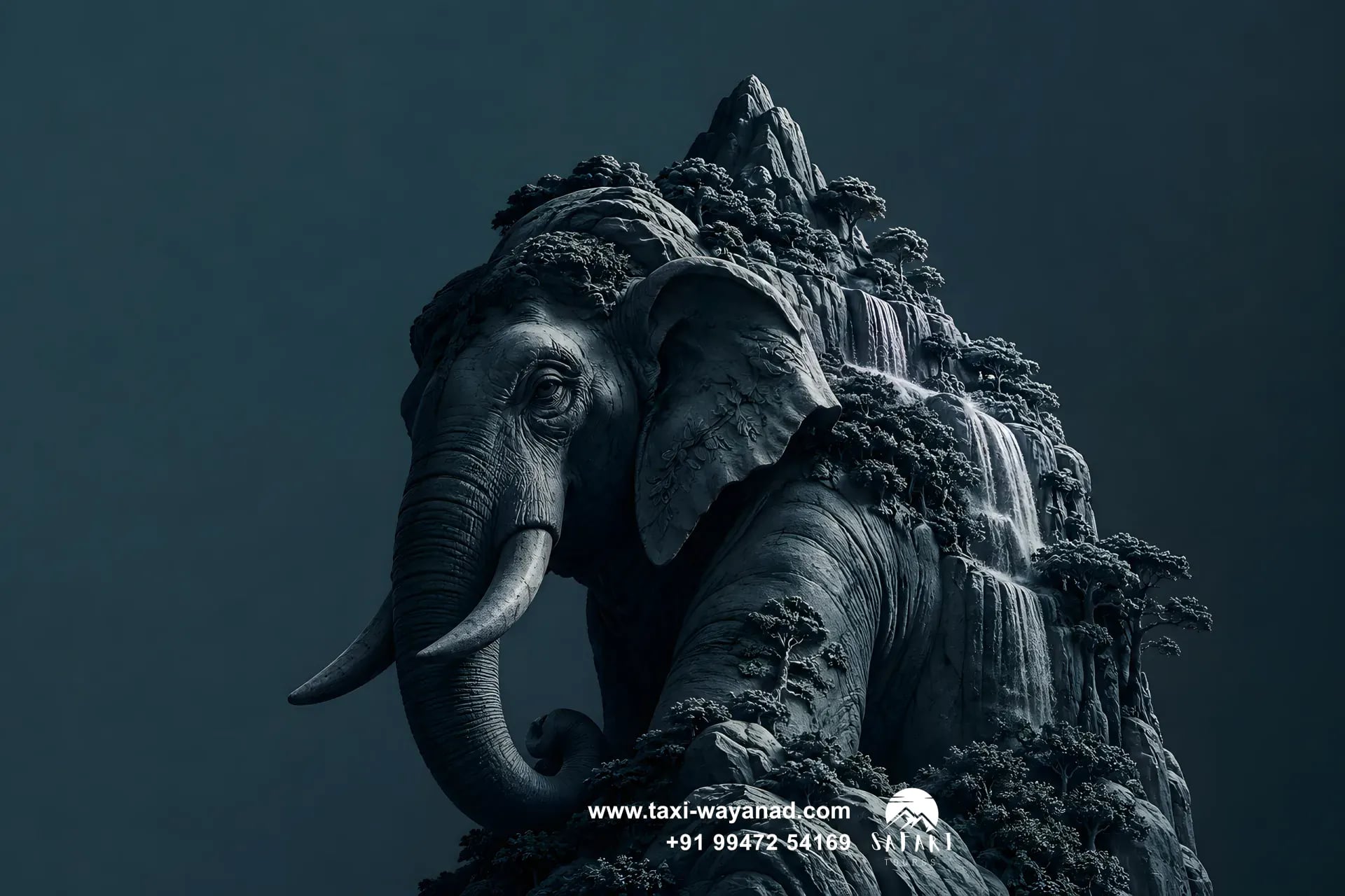 Elephant-shaped mountain with waterfalls: Wayanad sightseeing tour by taxi