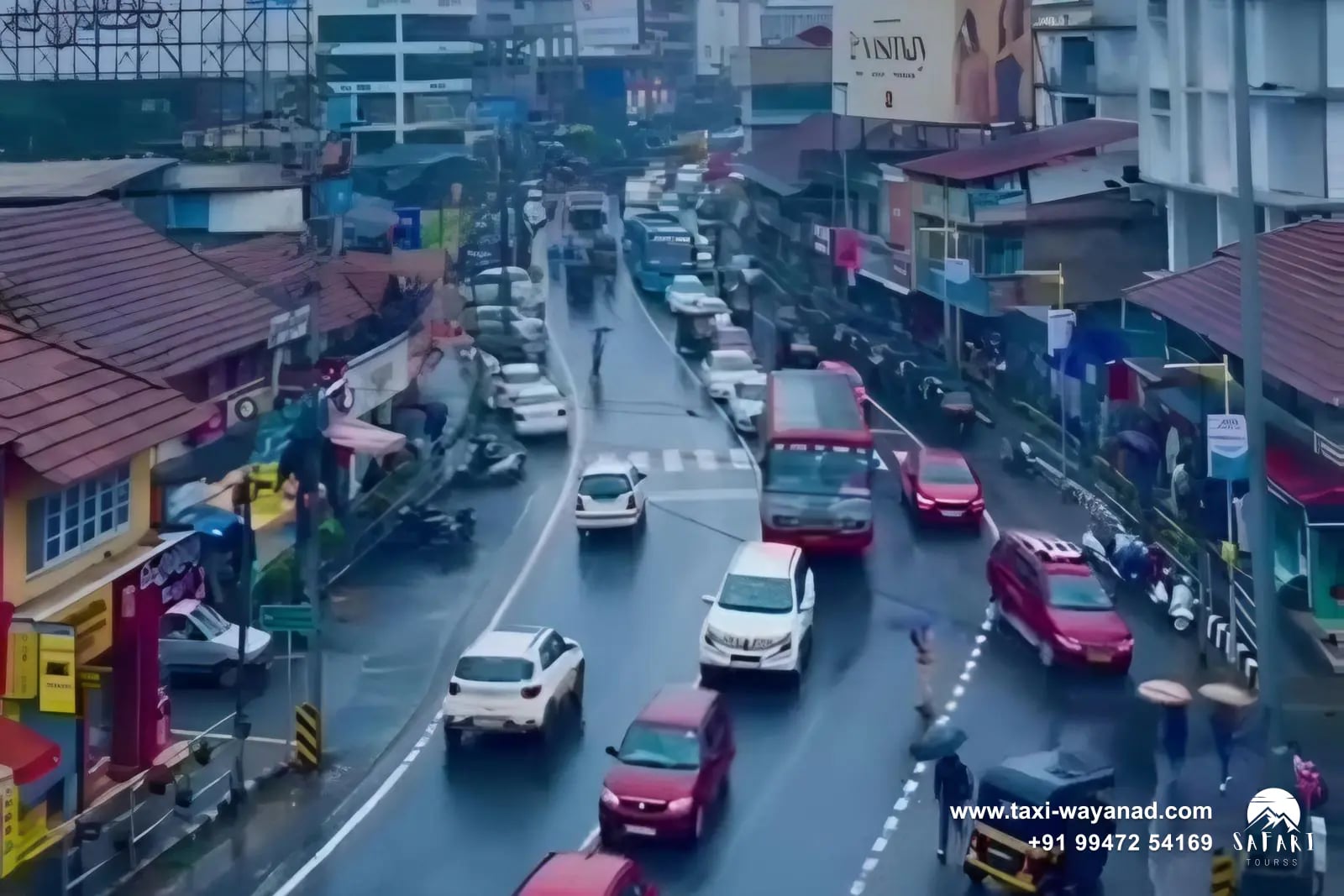 Traffic on the main road through Kalpetta town in Wayanad