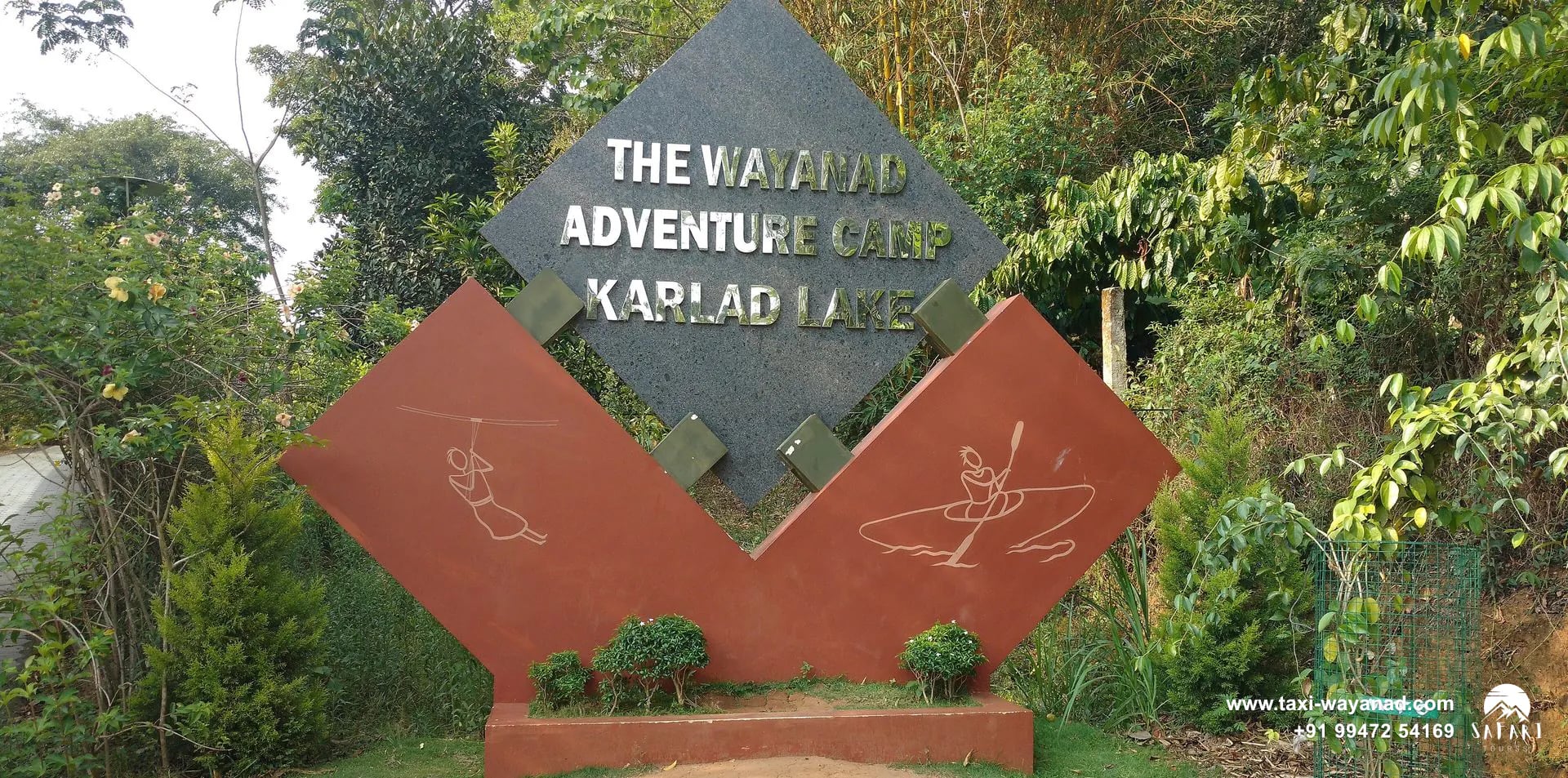 Wayanad Adventure Camp entrance sign at Karlad Lake, Wayanad